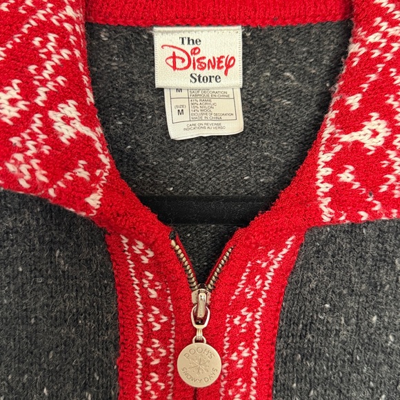 Vintage Disney Winnie the Pooh Winter Wool Blend Embroidered Zip Up Sweater - Picture 2 of 6